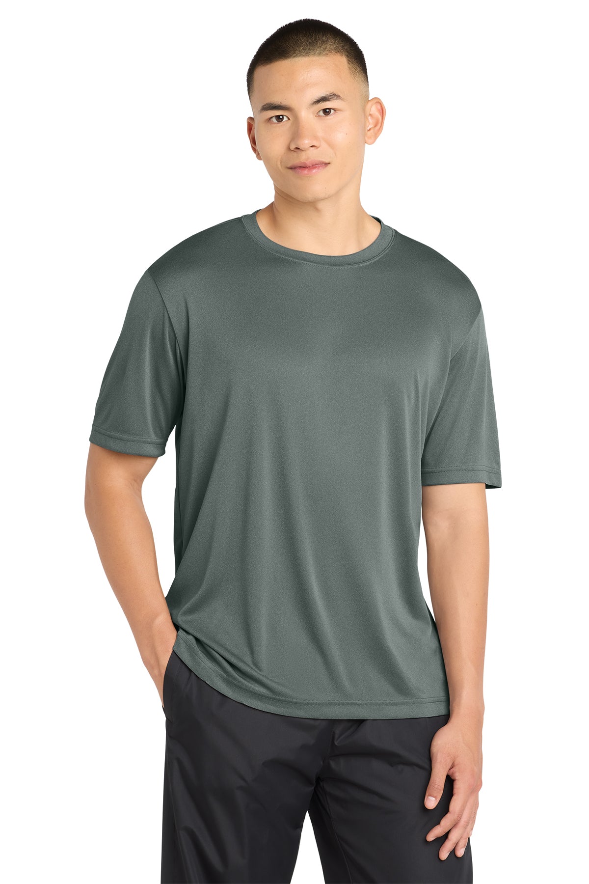 Sport-Tek ST350 PosiCharge Competitor Tee in Grey Concrete Heather, front view