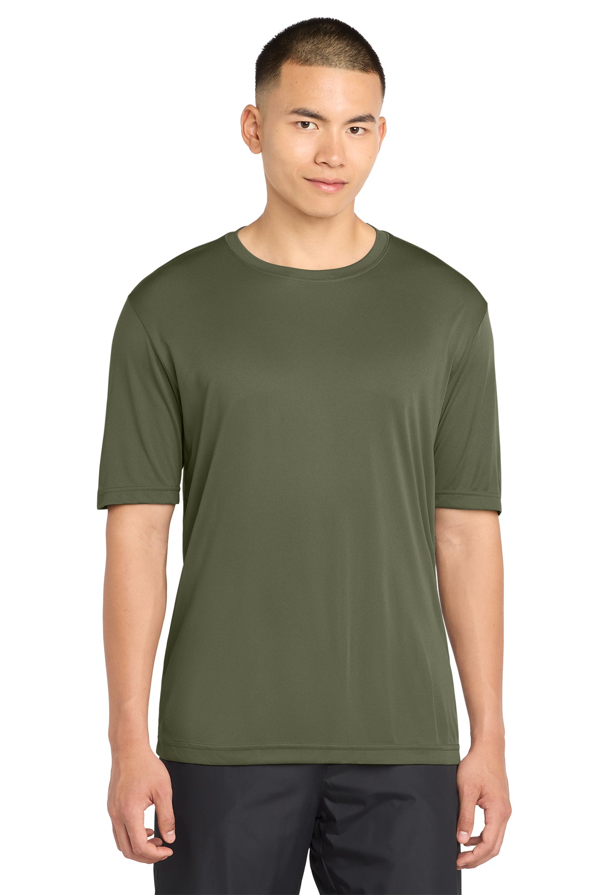 Sport-Tek ST350 PosiCharge Competitor Tee in Olive Drab Green, front view