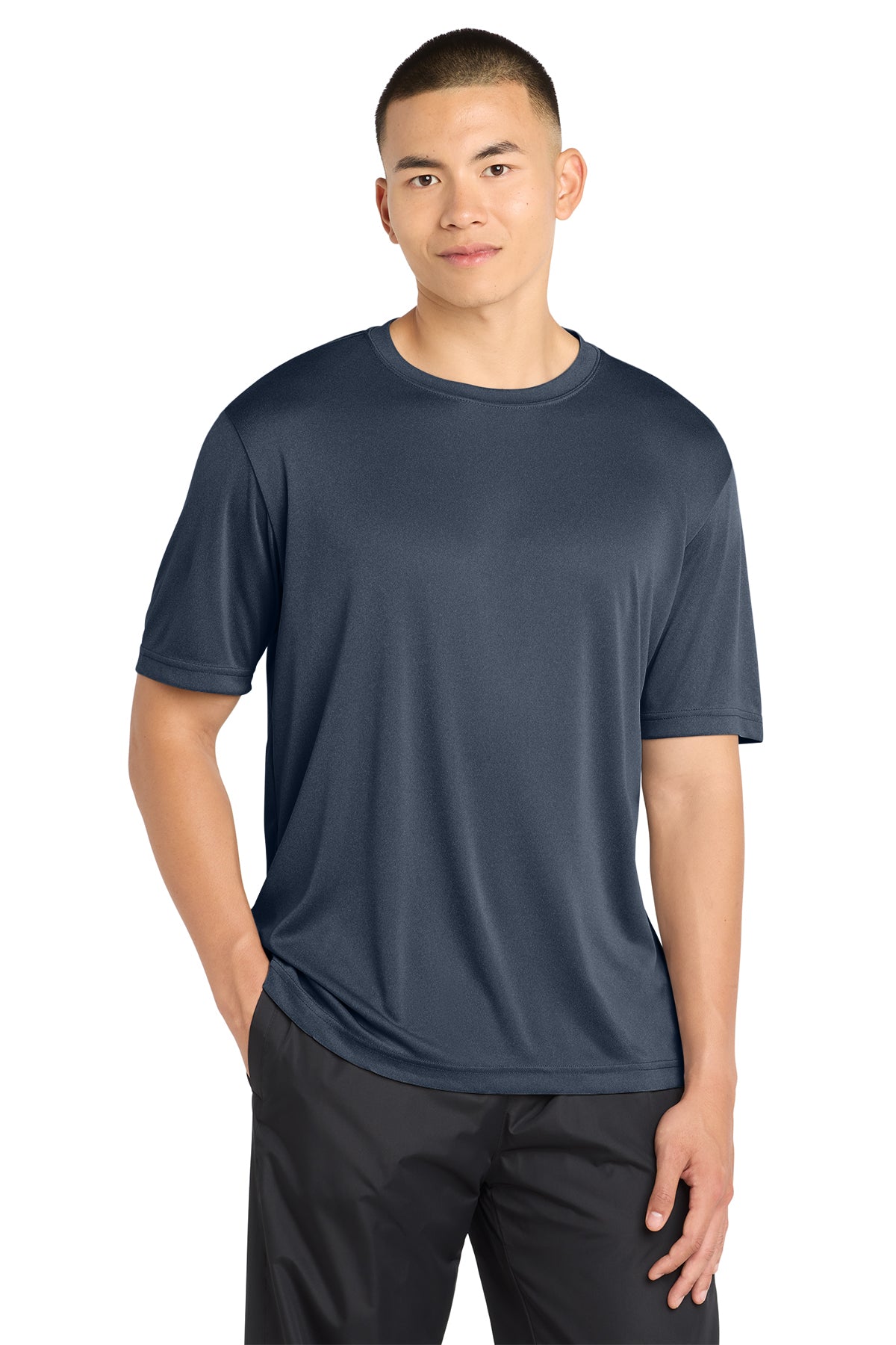 Sport-Tek ST350 PosiCharge Competitor Tee in True Navy Heather, front view