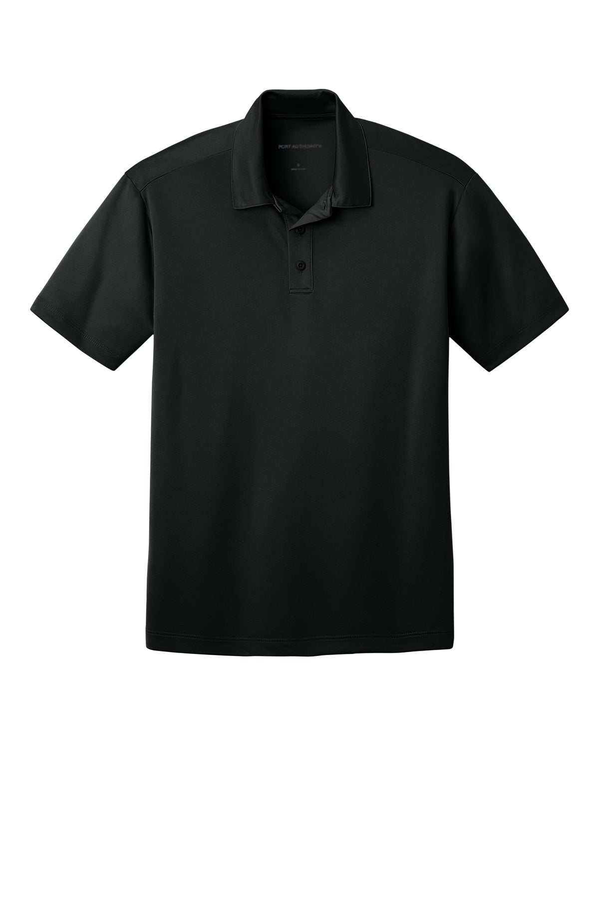 Port Authority K540 Silk Touch Performance Polo in Black, front view before custom embroidery