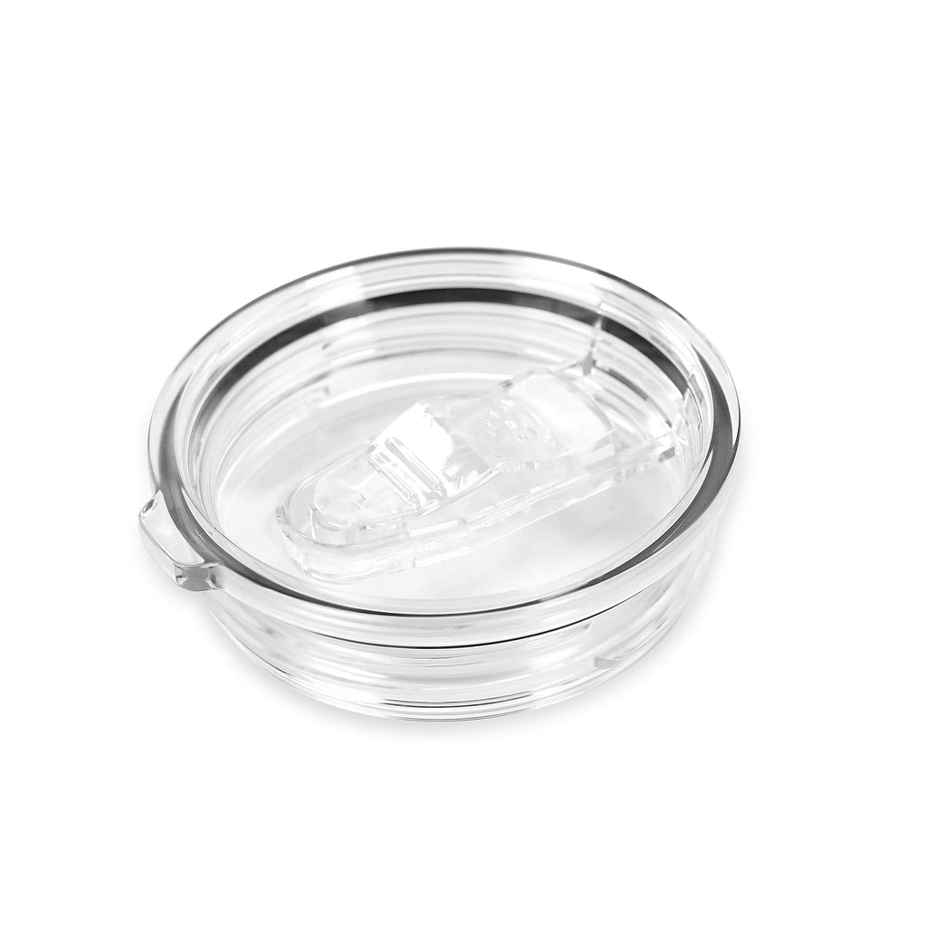 Clear glass container with a lid on a white background