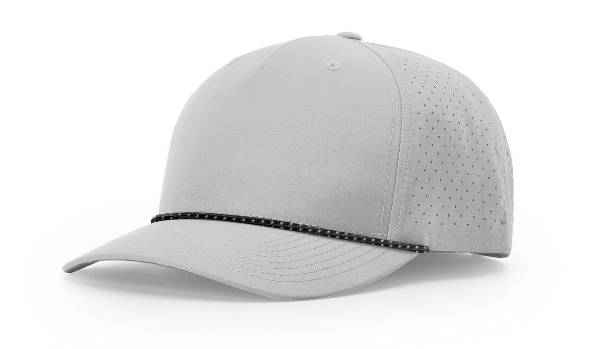 Richardson 355 rope cap in Silver/Black Silver, blank before custom embroidery