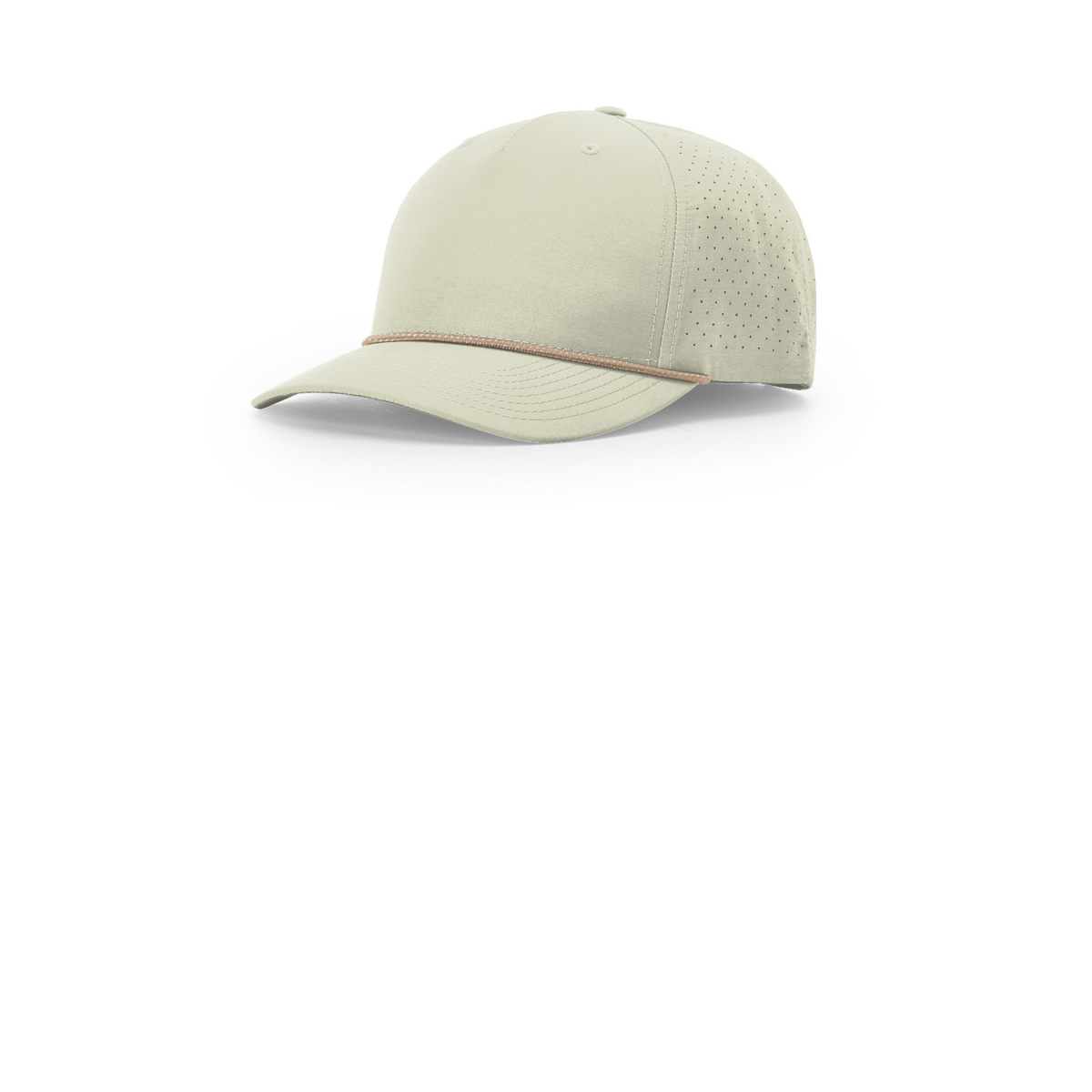 Richardson 355 rope cap in Oat Milk/Elmwood White, front view, blank before custom embroidery