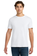 Man wearing a plain white t-shirt and blue jeans on a white background