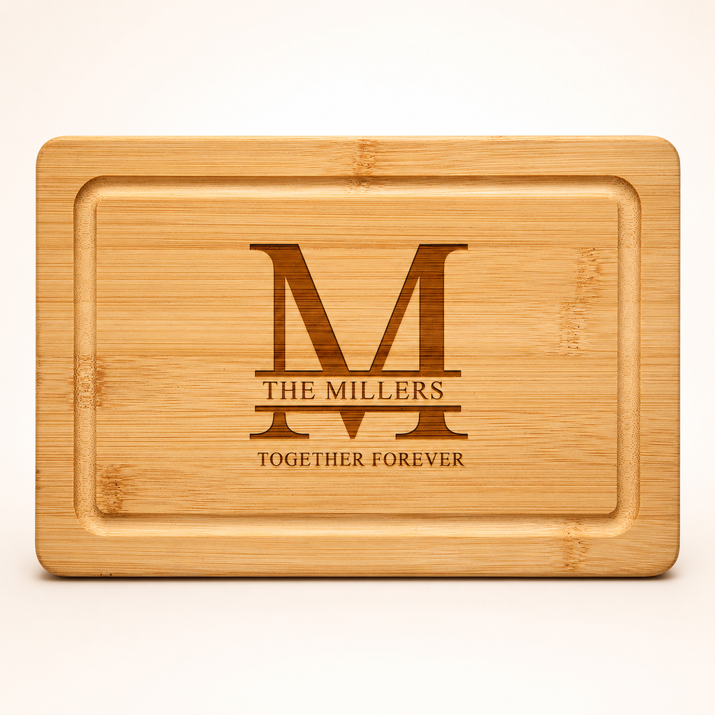 Personalized Bamboo Cutting Board with Drip Ring