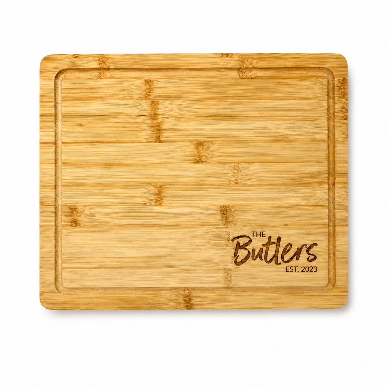Personalized Bamboo Cutting Board with Drip Ring