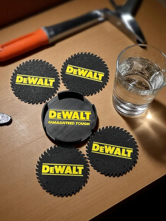 Full product layout with glass, coaster set, and holder arranged neatly