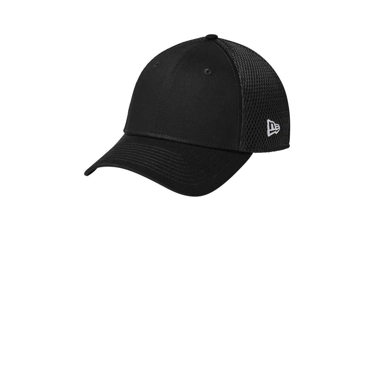 New Era NE1020 stretch mesh cap in Flag Black/Black, blank before custom embroidery