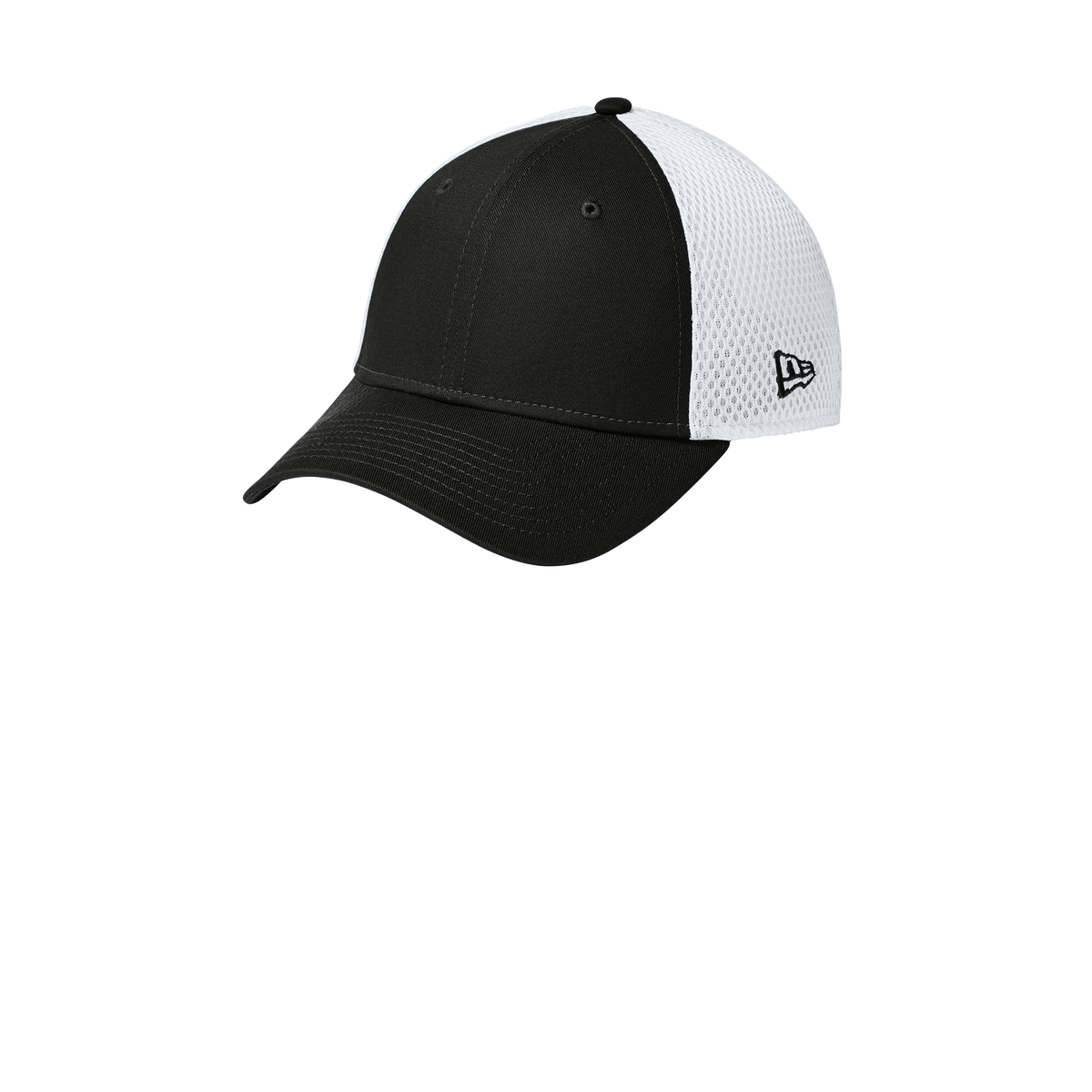 New Era NE1020 stretch mesh cap in Flag Black/White, blank before custom embroidery