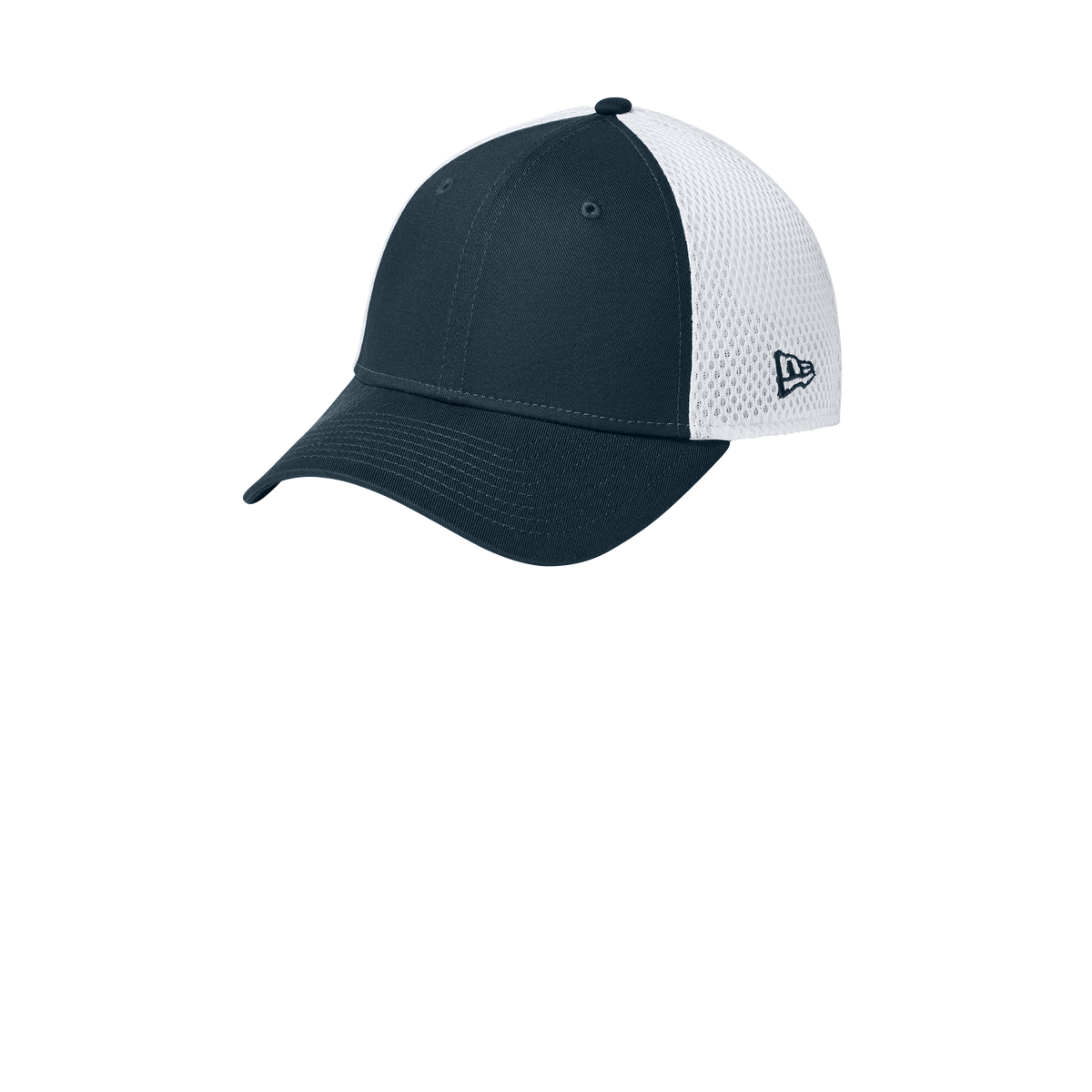 New Era NE1020 stretch mesh cap in Flag Deep Navy/White, blank before custom embroidery