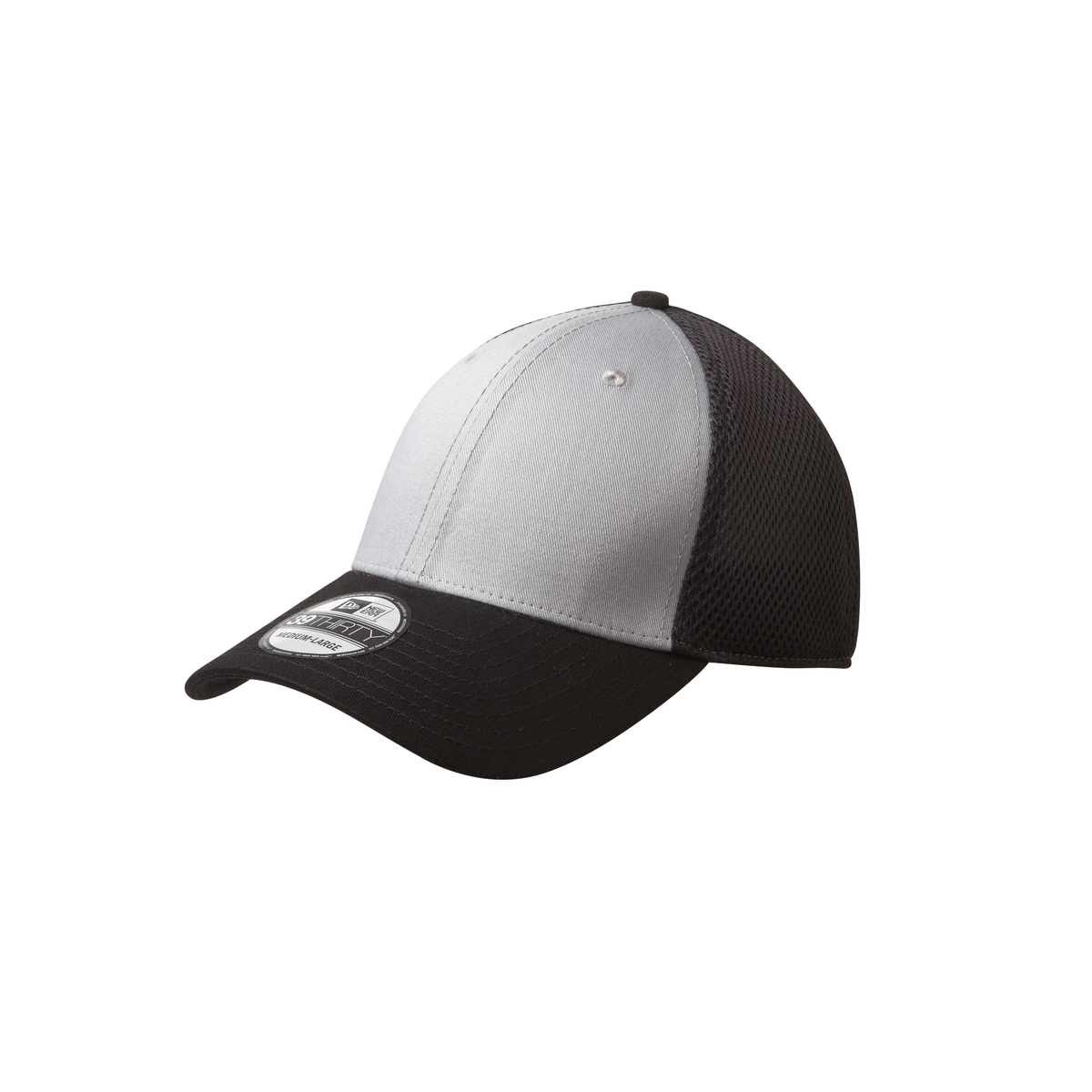 New Era NE1020 stretch mesh cap in Grey/Black, blank before custom embroidery