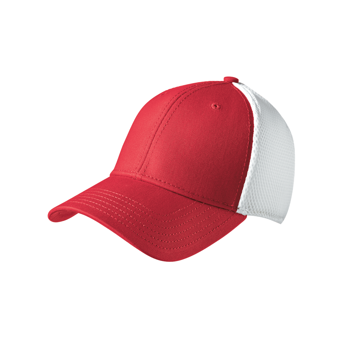 New Era NE1020 stretch mesh cap in Scarlet Red/White, blank before custom embroidery