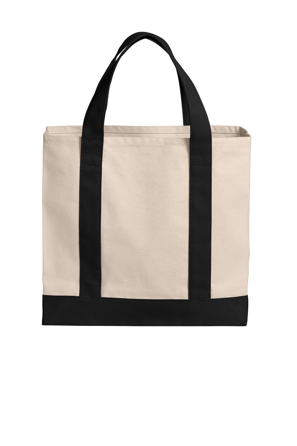 Port Authority BG429 canvas tote in Natural / Deep Black - back view, before embroidery