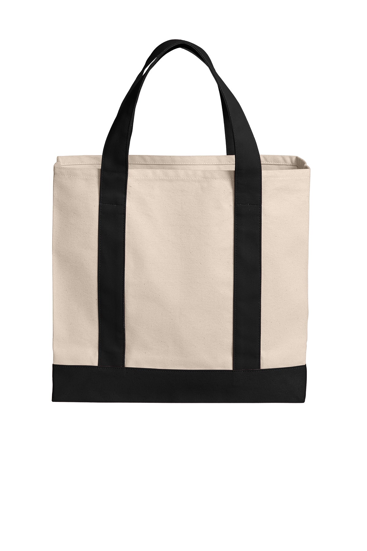Port Authority BG429 canvas tote in Natural / Deep Black - back view, before embroidery