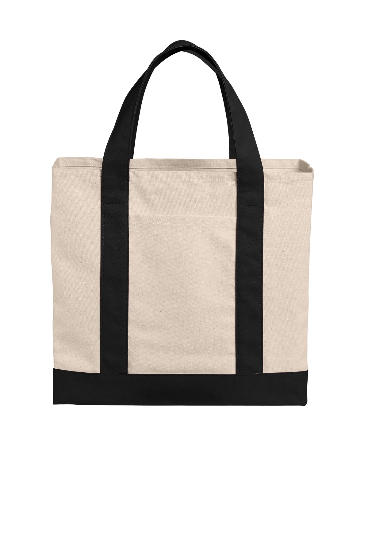 Port Authority BG429 canvas tote in Natural / Deep Black - front view, before embroidery