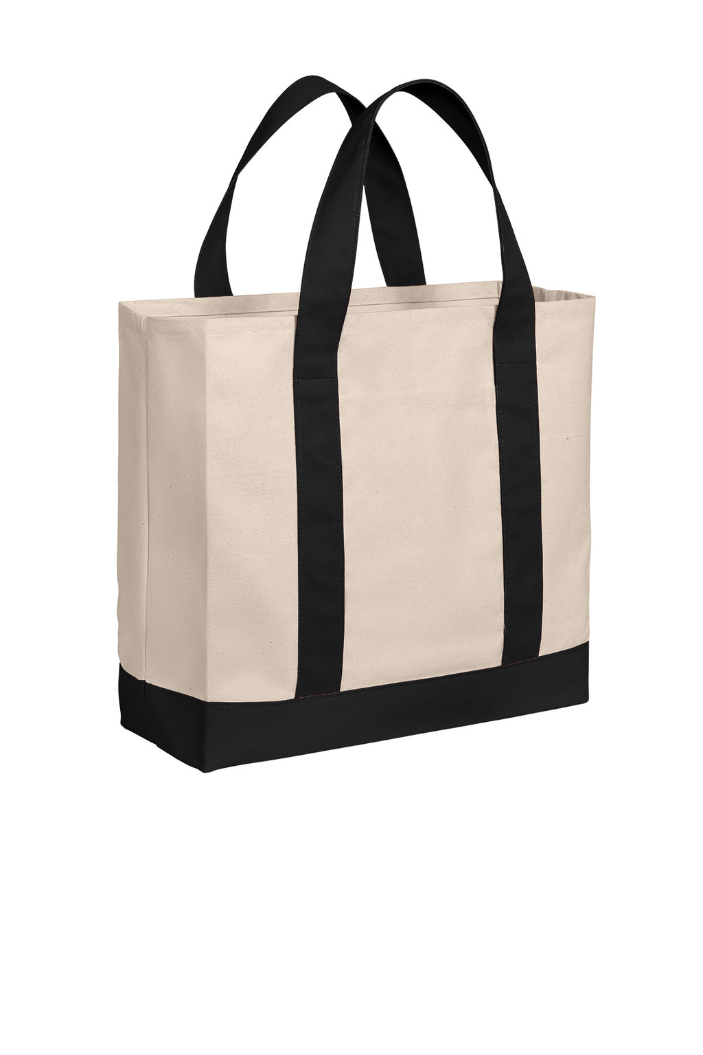 Port Authority BG429 canvas tote in Natural / Deep Black - right view, before embroidery