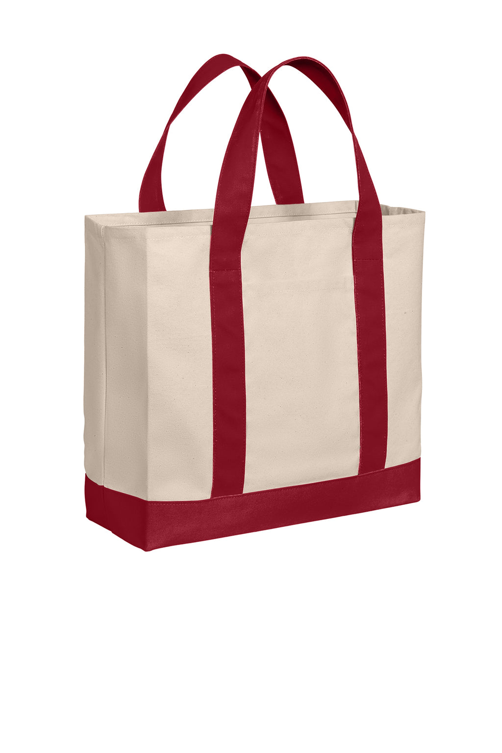 Port Authority BG429 canvas tote in Natural / Deep Red - right view, before embroidery