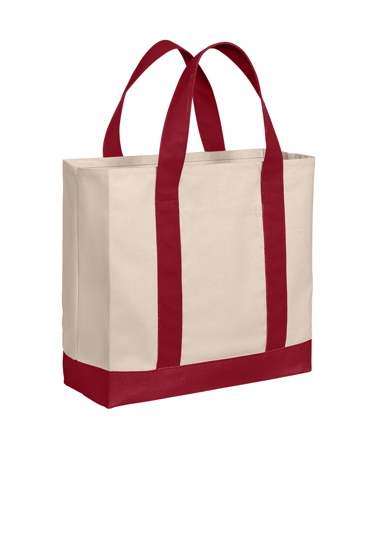 Port Authority BG429 canvas tote in Natural / Deep Red - right view, before embroidery