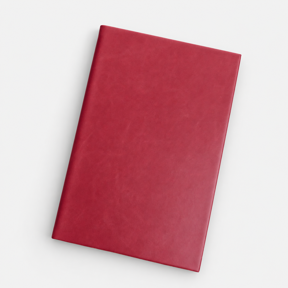 Maroon notebook product visualization on a light gray background