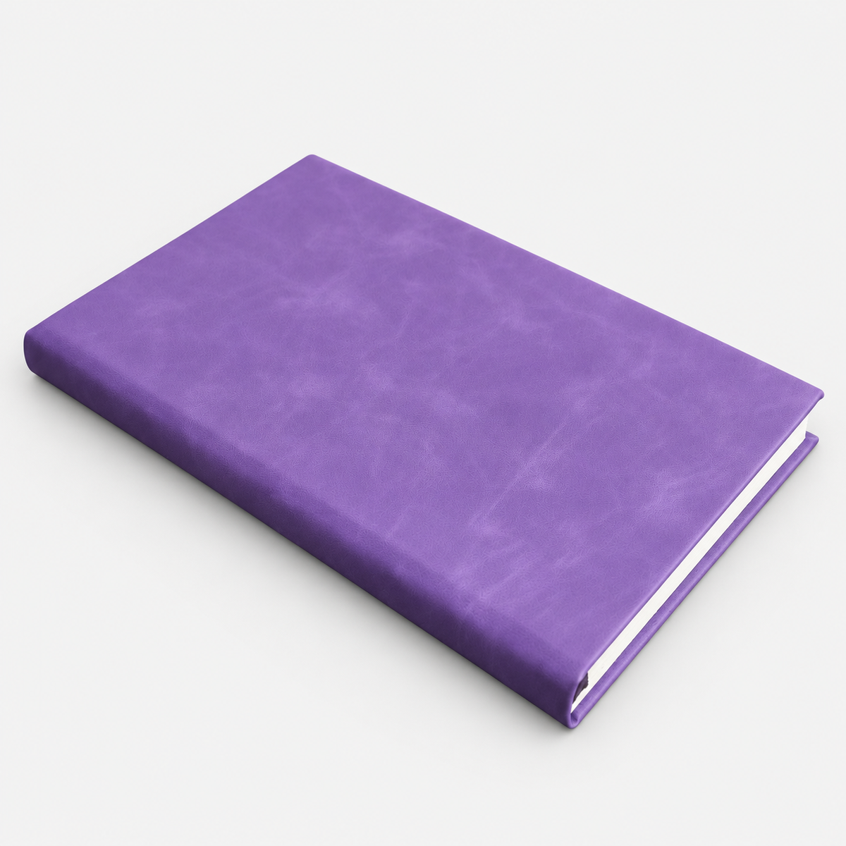Violet notebook product visualization on a light gray background
