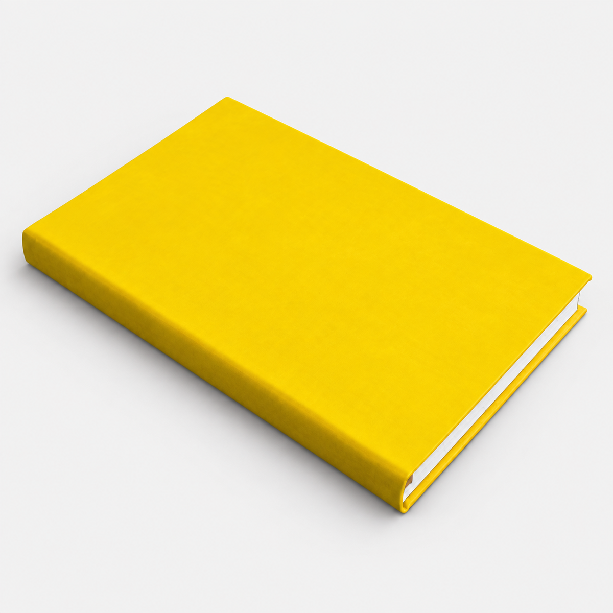 Yellow notebook product visualization on a light gray background