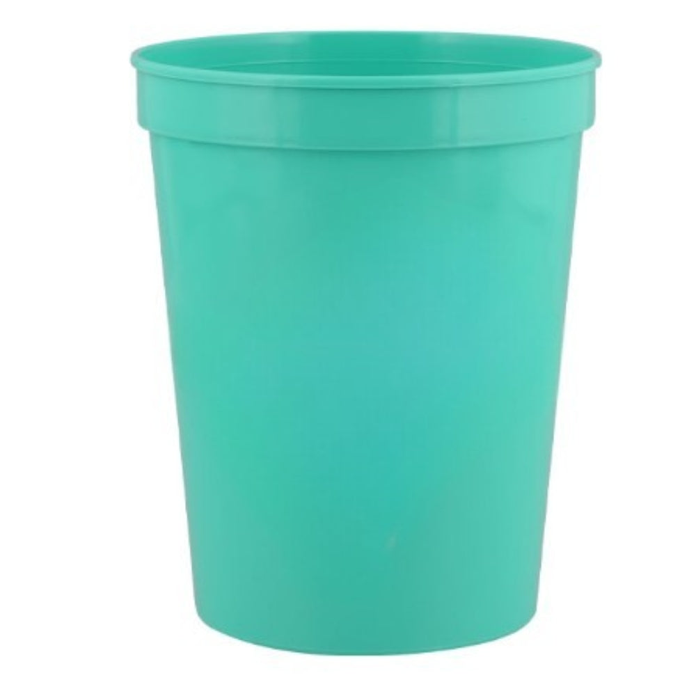 Bright Aqua 16 oz plastic stadium cup for custom logo printing