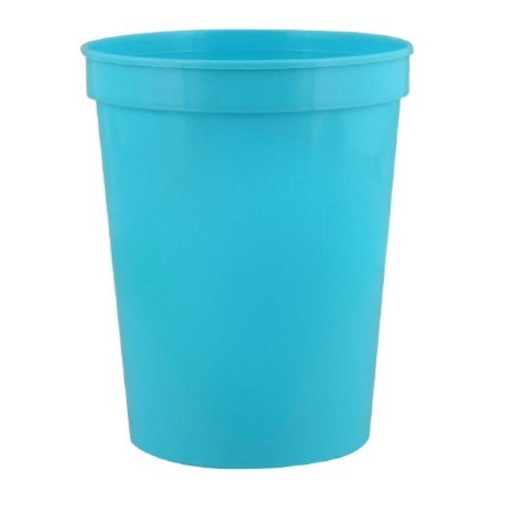 Bright Blue 16 oz plastic stadium cup for custom logo printing