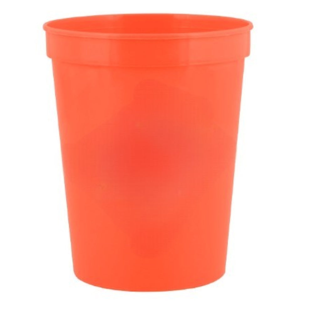 Bright Orange 16 oz plastic stadium cup for custom logo printing