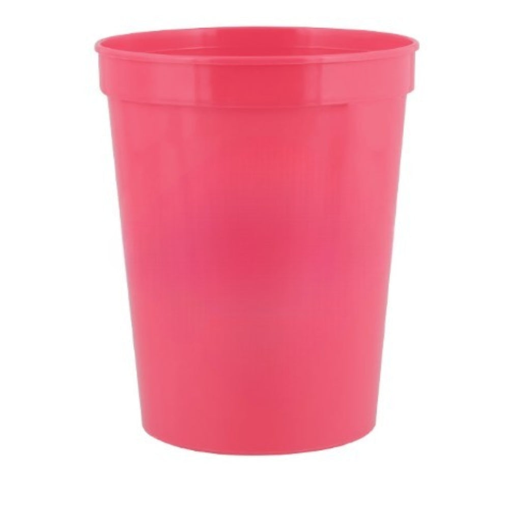 Bright Pink 16 oz plastic stadium cup for custom logo printing