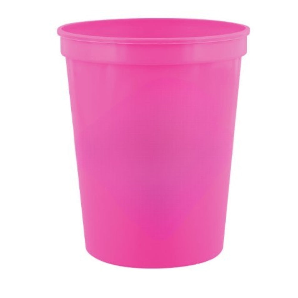 Hot Pink 16 oz plastic stadium cup for custom logo printing