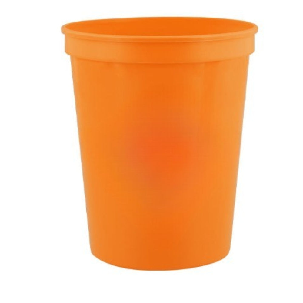 Orange 16 oz plastic stadium cup for custom logo printing
