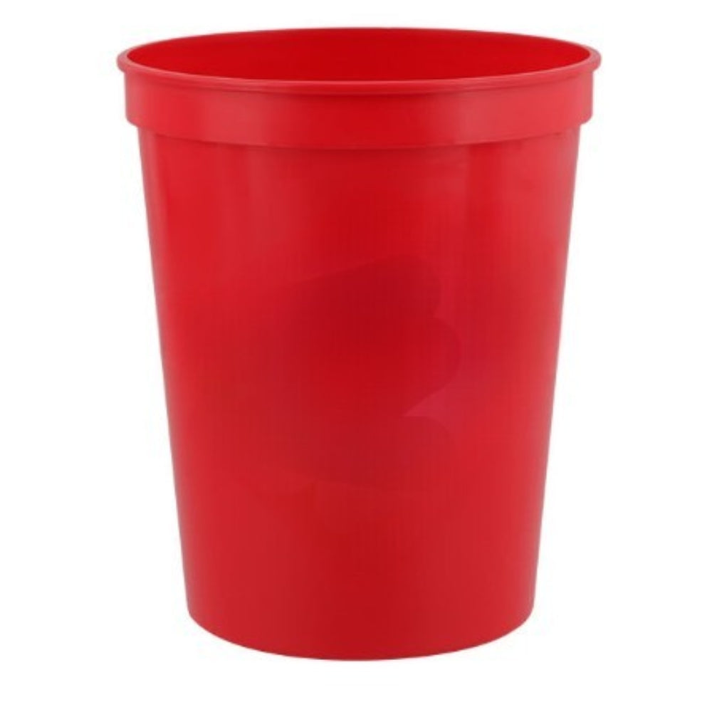 Red 16 oz plastic stadium cup for custom logo printing