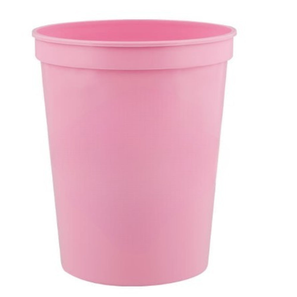 Soft Pink 16 oz plastic stadium cup for custom logo printing