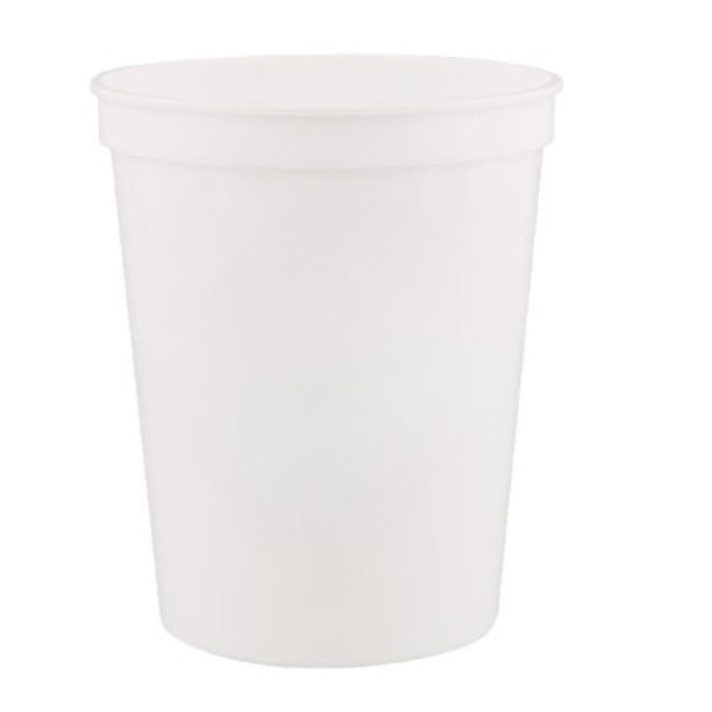 White 16 oz plastic stadium cup for custom logo printing