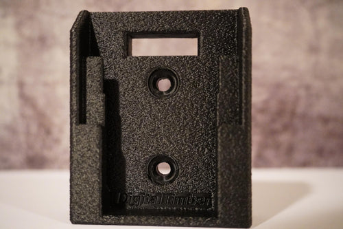 Close-up of DeWalt 20V battery holder with DigitalTimber logo on a textured background (etsy image id: 6550742655)