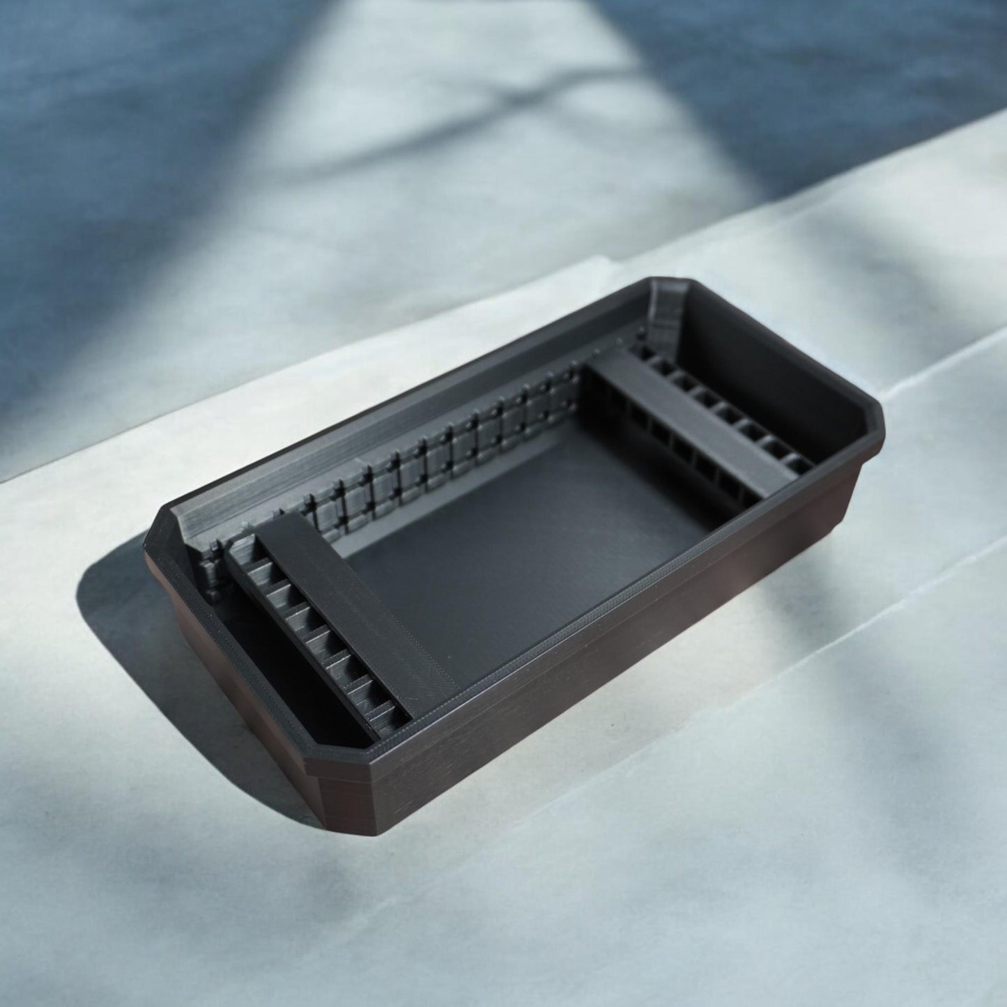 Bit Bins designed for use with the Milwaukee Low-Profile Compact Small Parts Organizer. Made from durable PETG, this set includes all holders shown in the images: four small square bins and one long rectangular bin. (etsy image id: 6579860061)