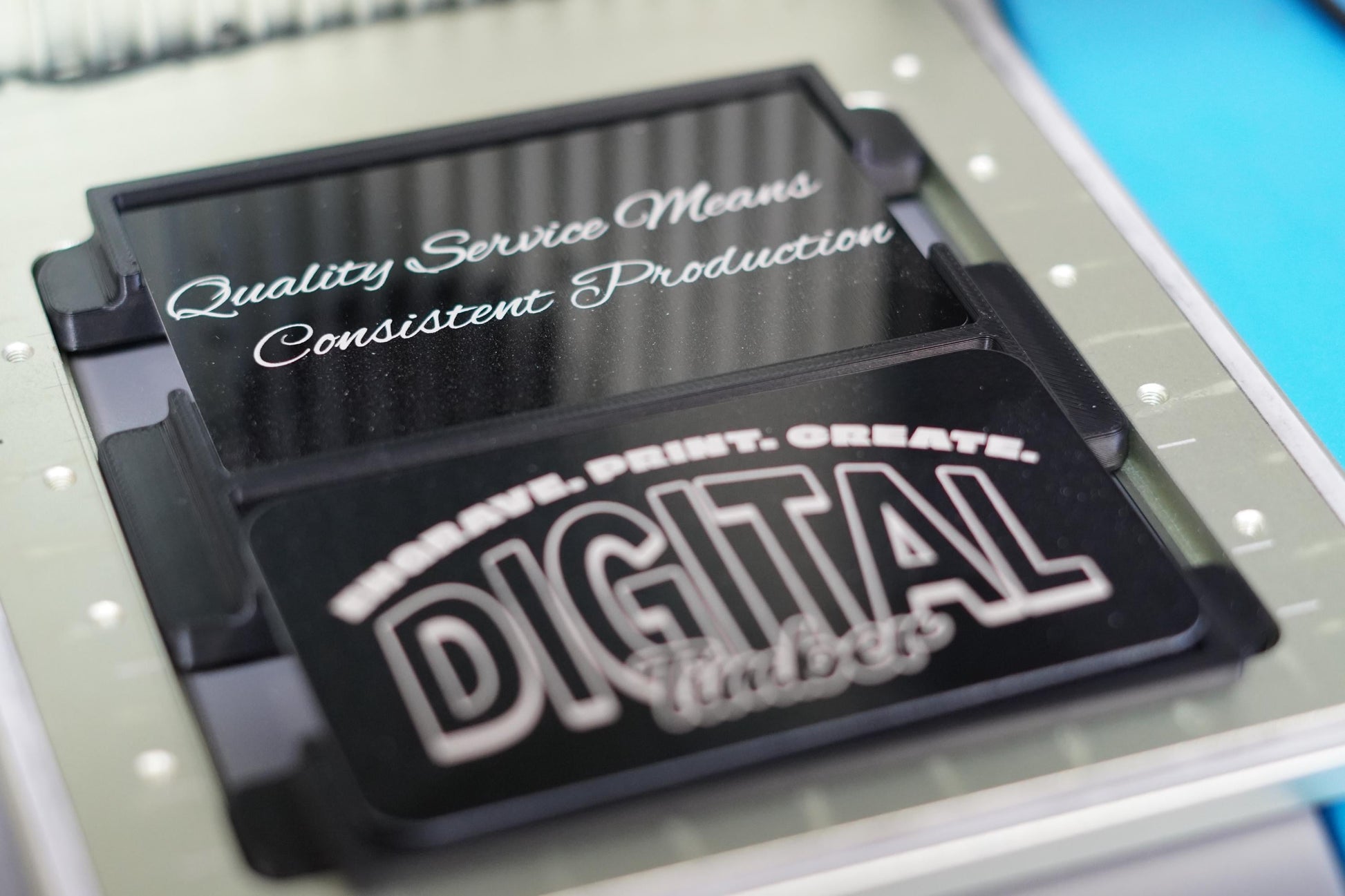 Dual-slot business card jig for xTool F1 laser engraver (etsy image id: 6736235688)