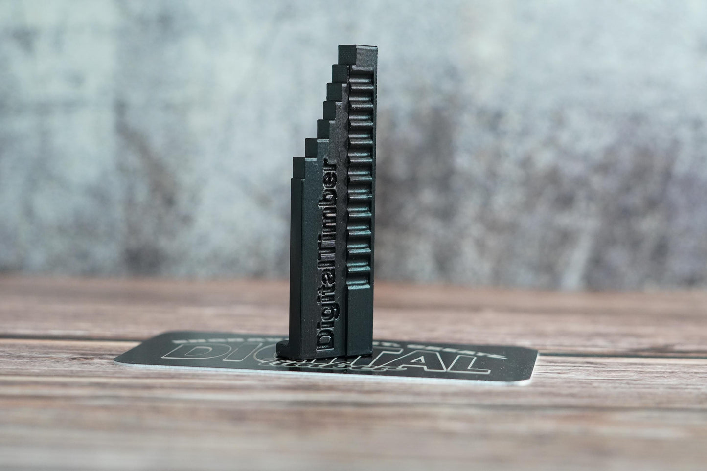 Side profile of 3D-printed step gauge labeled Digital Timber, highlighting stair-step design and texture (etsy image id: 6749104756)