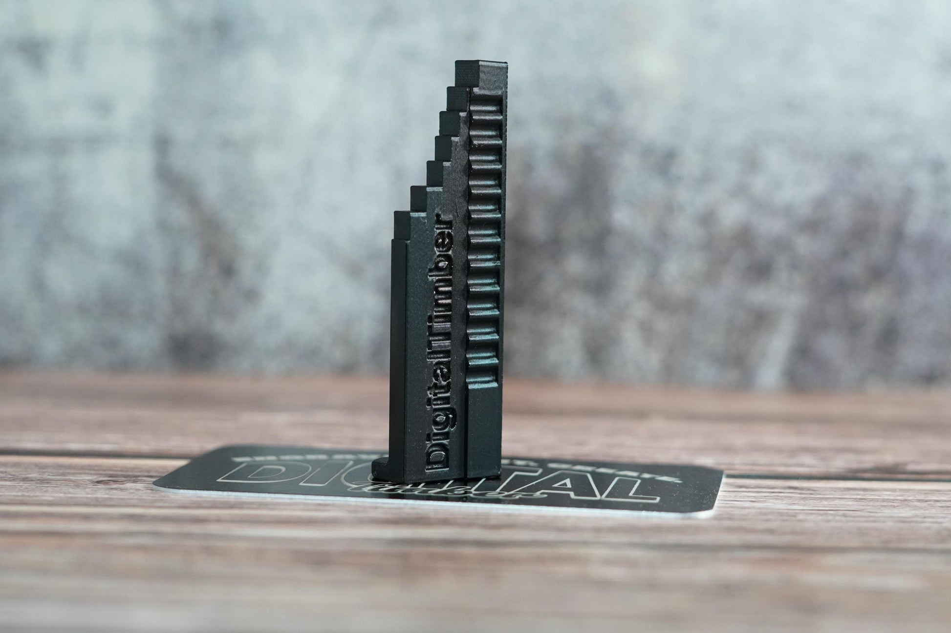 Side profile of 3D-printed step gauge labeled Digital Timber, highlighting stair-step design and texture (etsy image id: 6749104756)