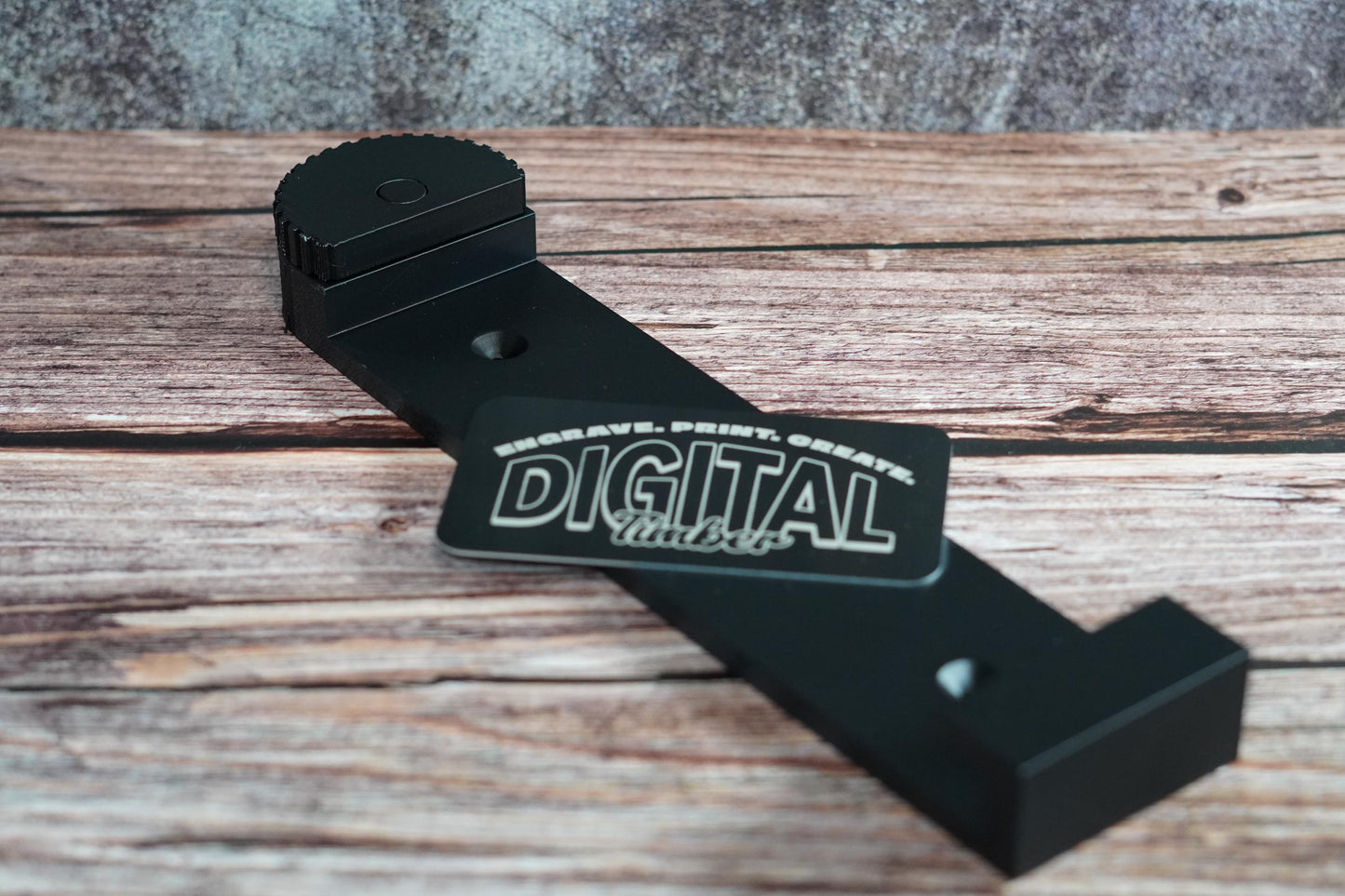 Single black track saw wall mount holder displayed with Digital Timber branding (etsy image id: 6749187594)