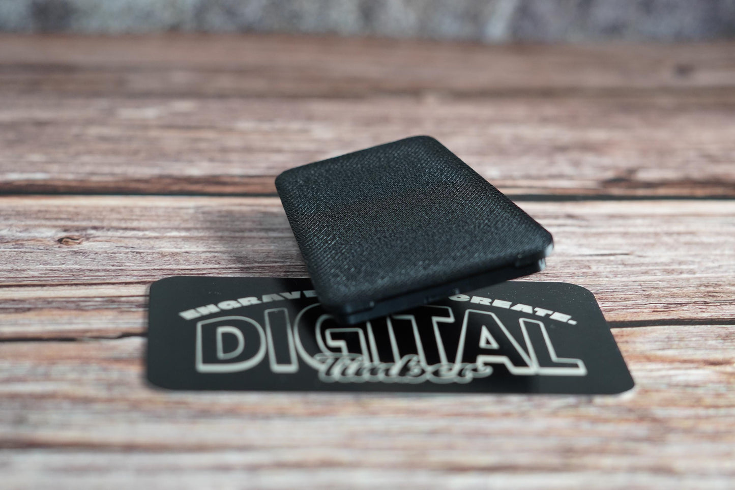Compact 3D-printed PETG arbor cover angled on Digital Timber background card (etsy image id: 6797318913)