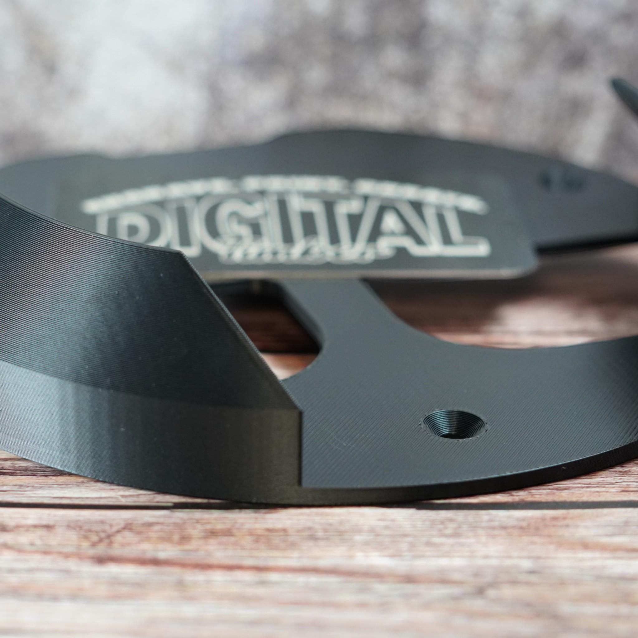 Angled view of Milwaukee sander mount with Digital Timber branding (etsy image id: 6818052691)