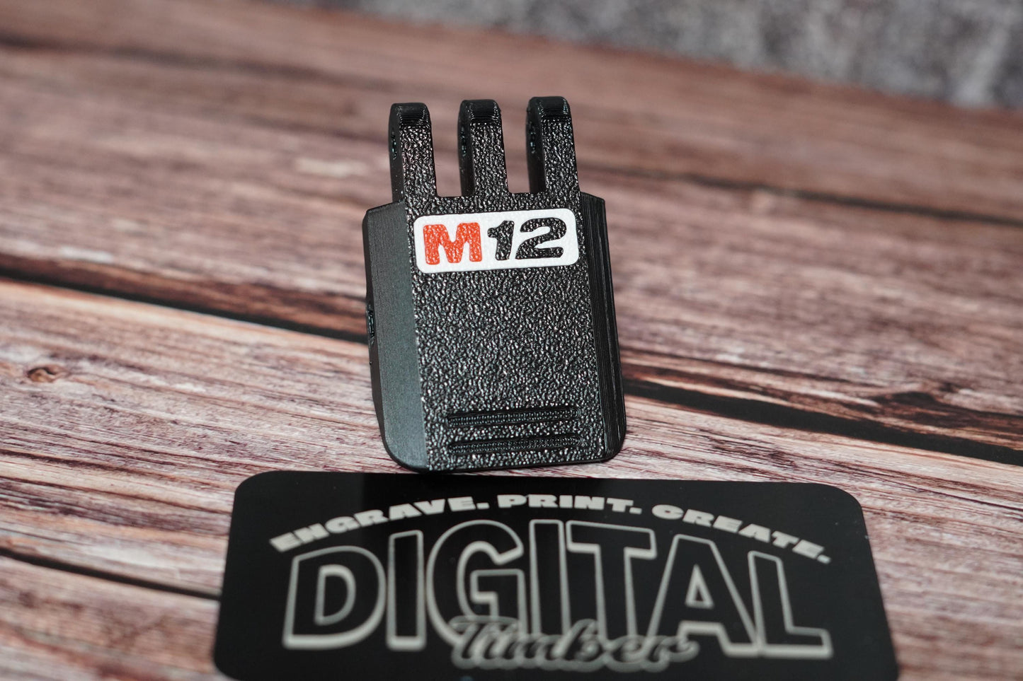 Straight-on product shot – "Front view of 3D printed M12 latch for Milwaukee Packout (etsy image id: 6845197729)
