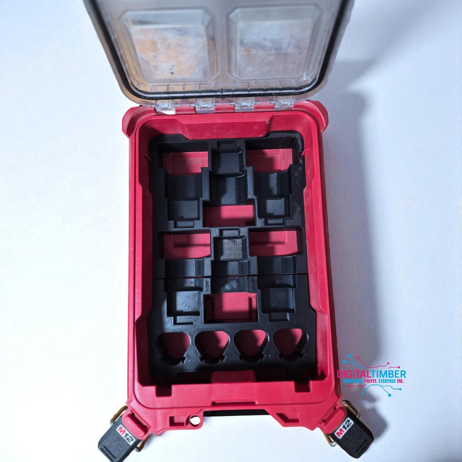 Empty Milwaukee M12 insert showing slot design and layout (etsy image id: 7323242559)