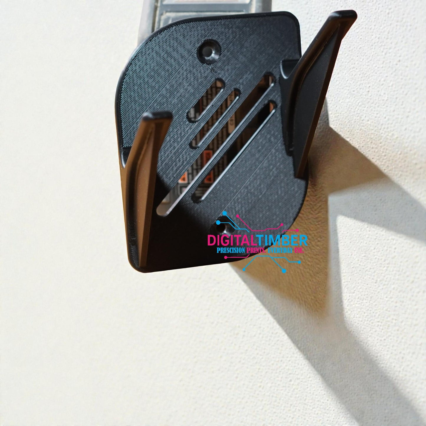 Side perspective of Milwaukee jigsaw mount showing angled support brackets and screw hole alignment (etsy image id: 7443002780)