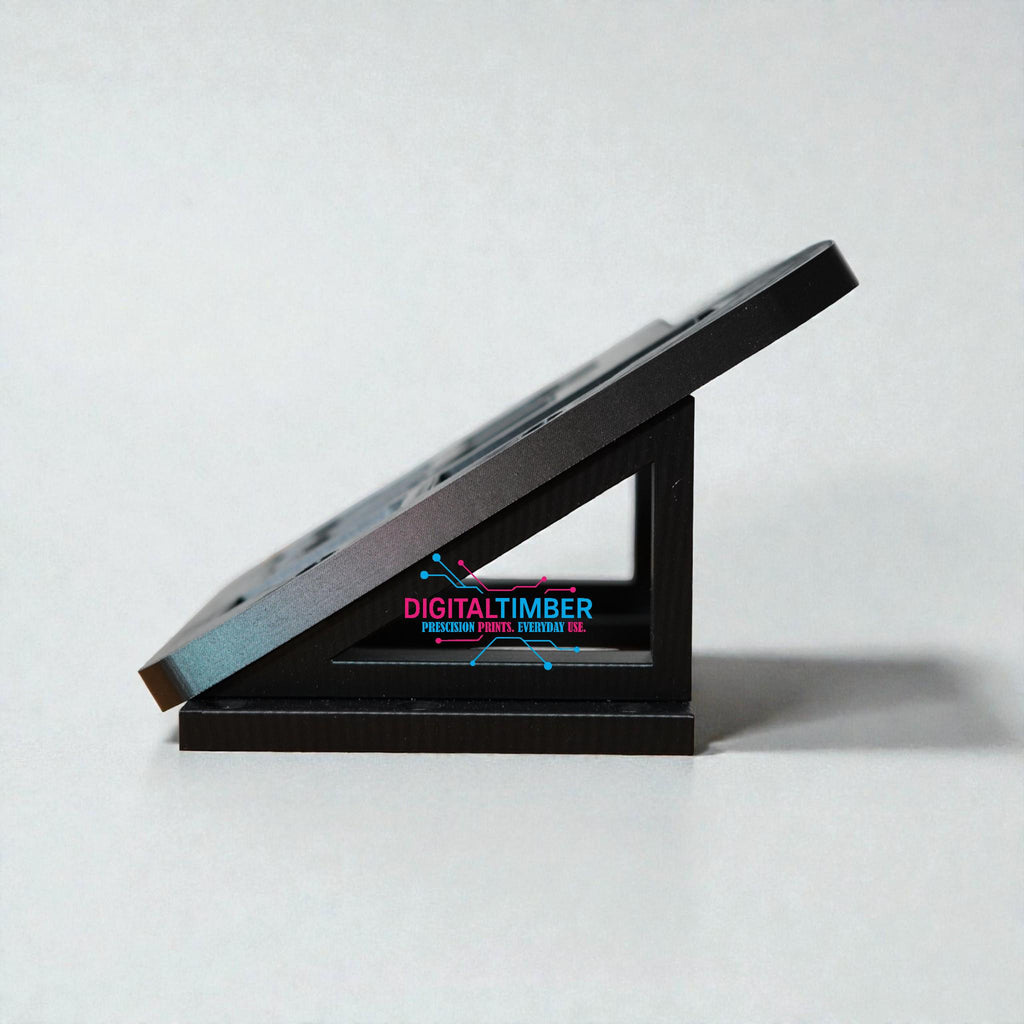 Side profile of 3D printed Milwaukee charger stand showing 90-degree support structure (etsy image id: 7490909925)
