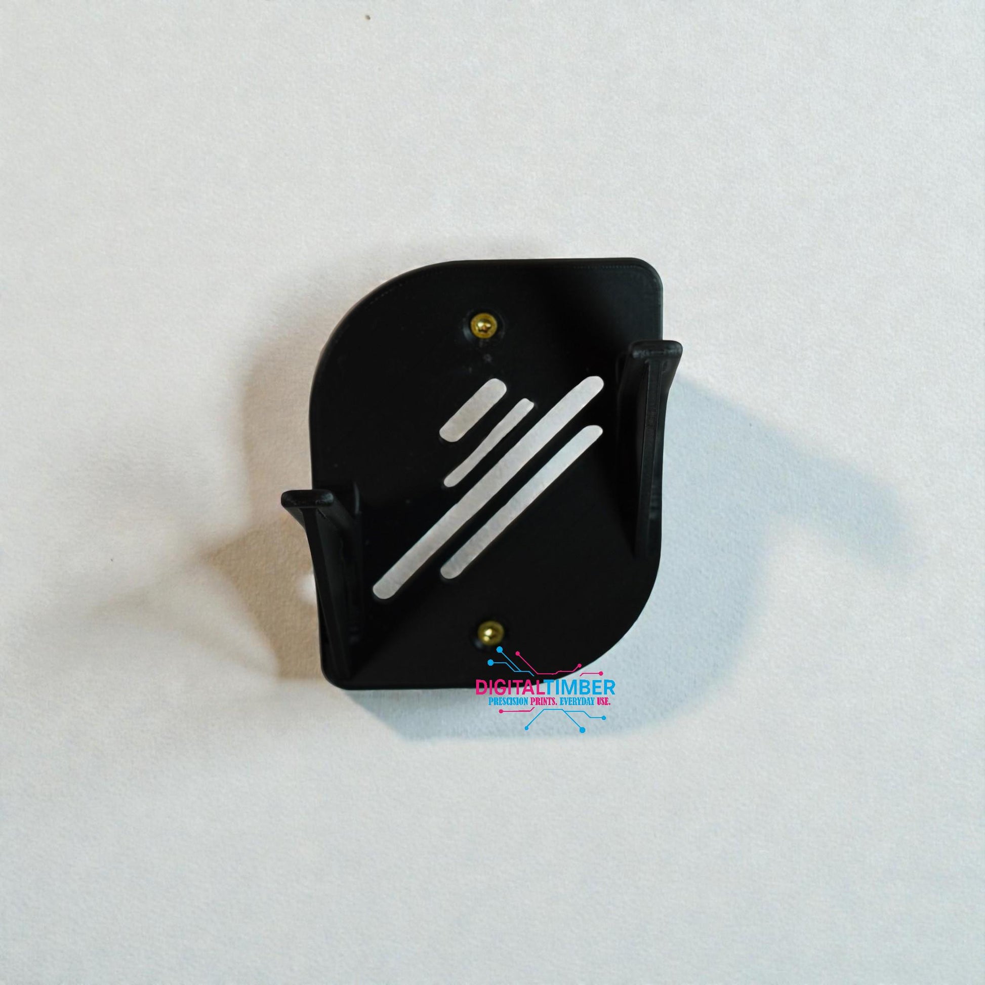 3D printed black wall-mounted Milwaukee jigsaw holder, angled front view on white background (etsy image id: 7490922761)
