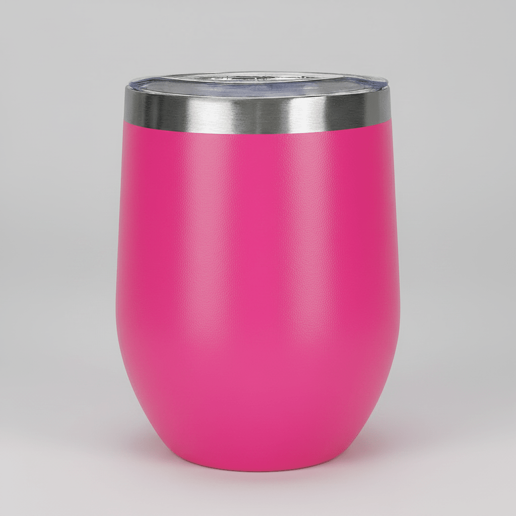 Hot Pink 12oz stainless steel wine tumbler before customization