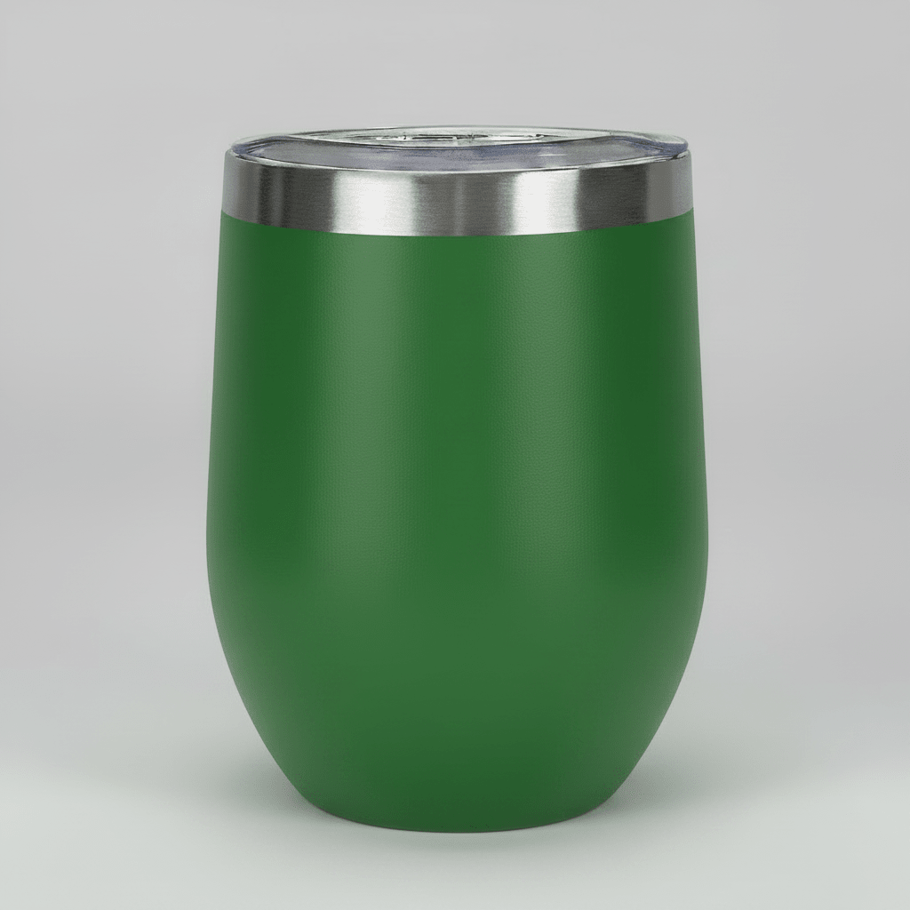 Kelly Green 12oz stainless steel wine tumbler before customization