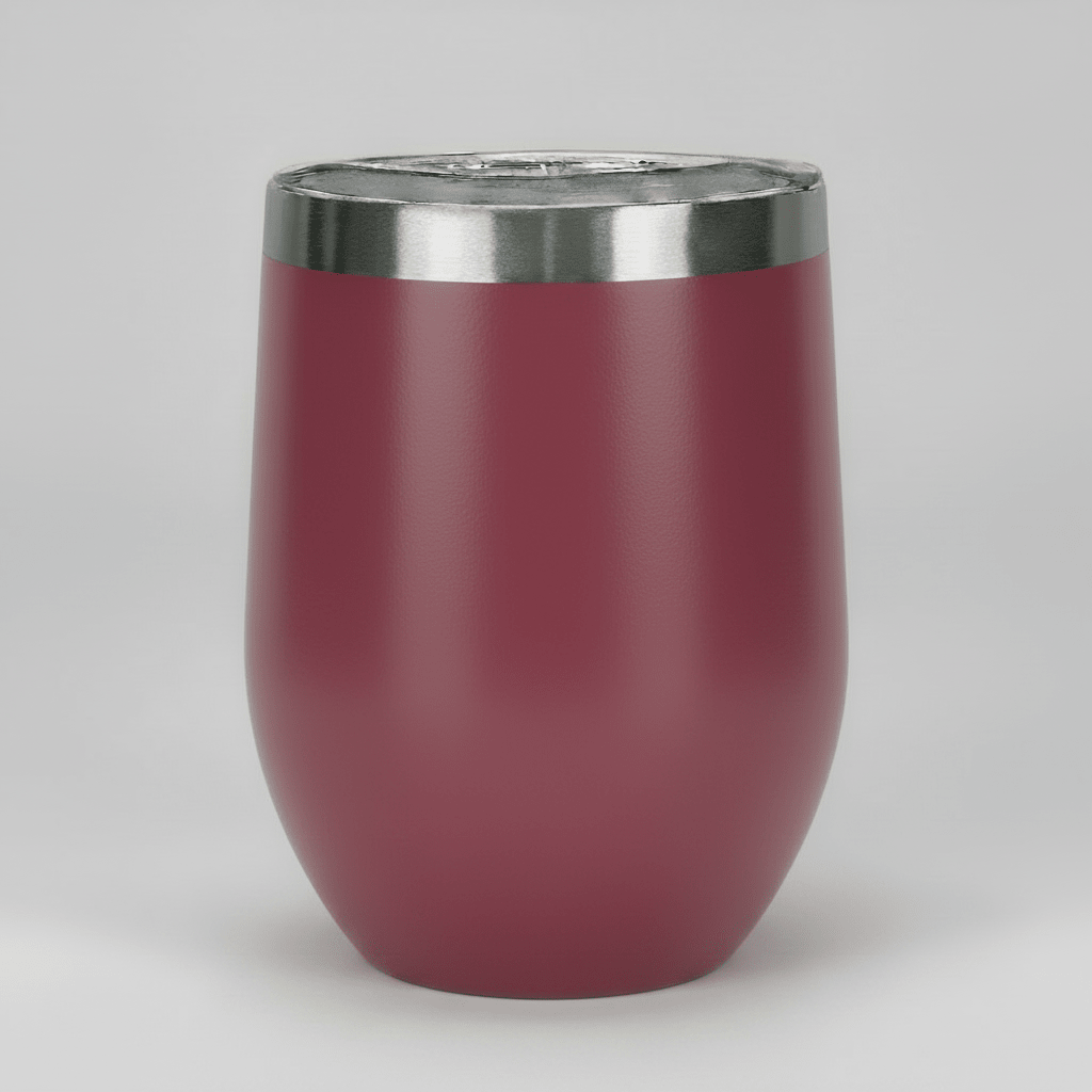 Maroon 12oz stainless steel wine tumbler before customization